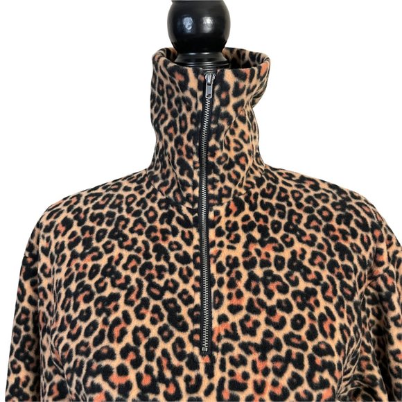 BP. | Women's Animal Print Leopard 1/2 Zip Long Sleeve Fleece Pullover XXS - Picture 4 of 9